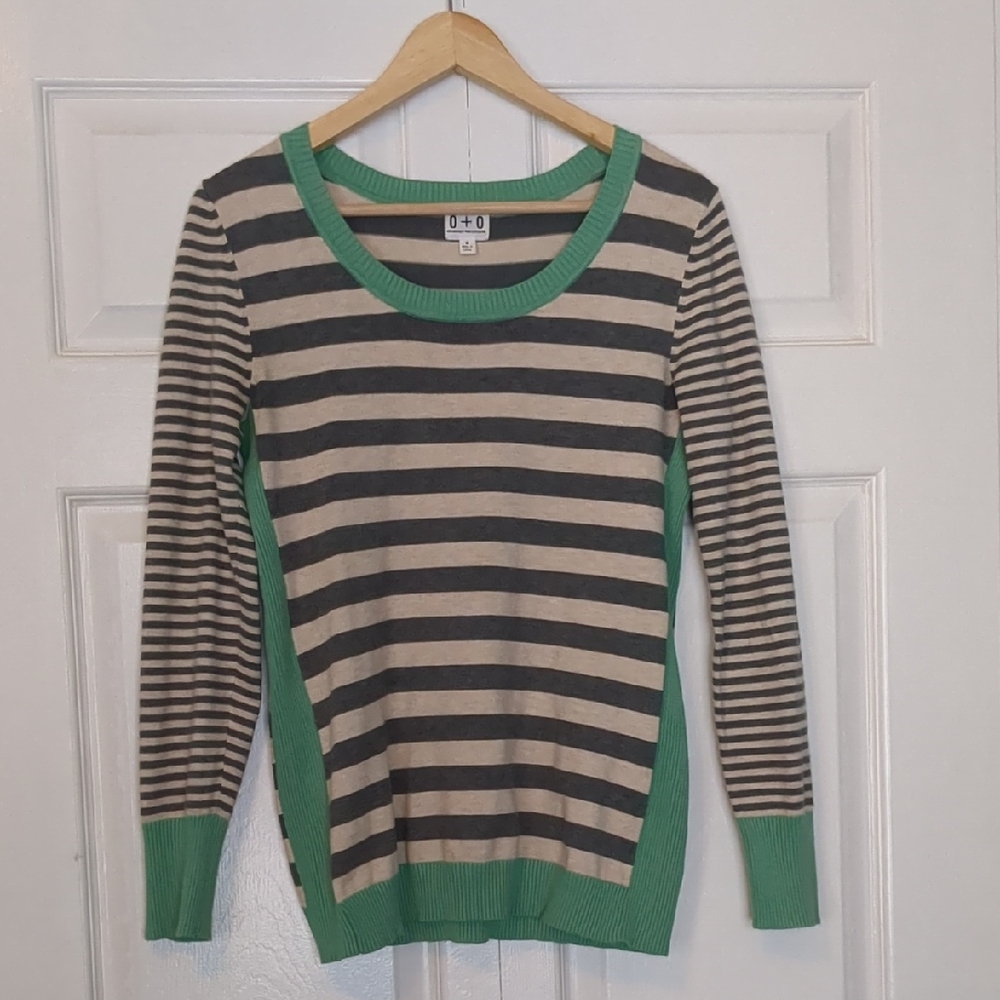 Teal and Gray Striped Sweater